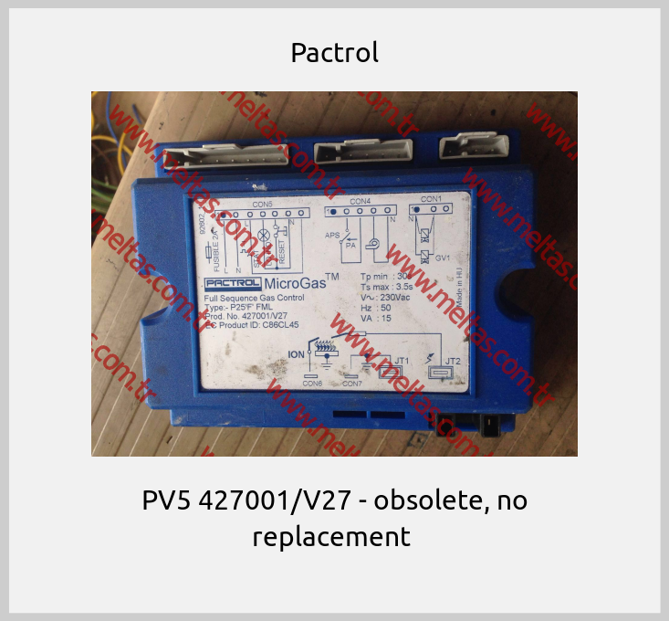 Pactrol - PV5 427001/V27 - obsolete, no replacement 
