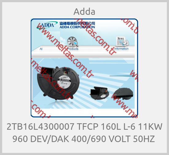 Adda - 2TB16L4300007 TFCP 160L L-6 11KW 960 DEV/DAK 400/690 VOLT 50HZ 