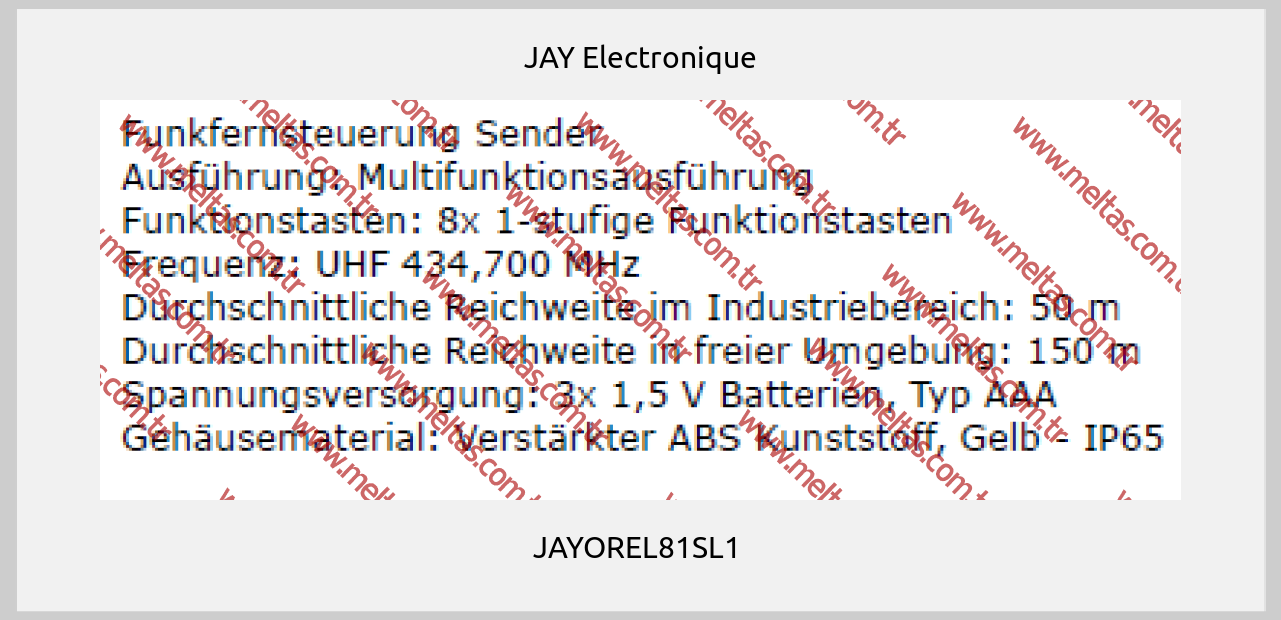 JAY Electronique - JAYOREL81SL1 