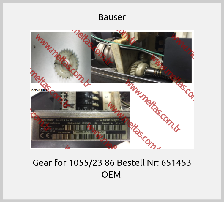 Bauser - Gear for 1055/23 86 Bestell Nr: 651453 OEM 