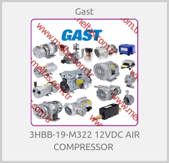 Gast Manufacturing-3HBB-19-M322 12VDC AIR COMPRESSOR 