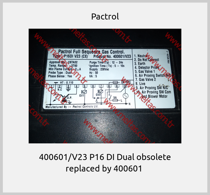 Pactrol - 400601/V23 P16 DI Dual obsolete replaced by 400601 