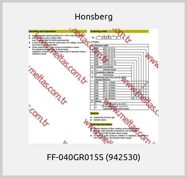 Honsberg - FF-040GR015S (942530)