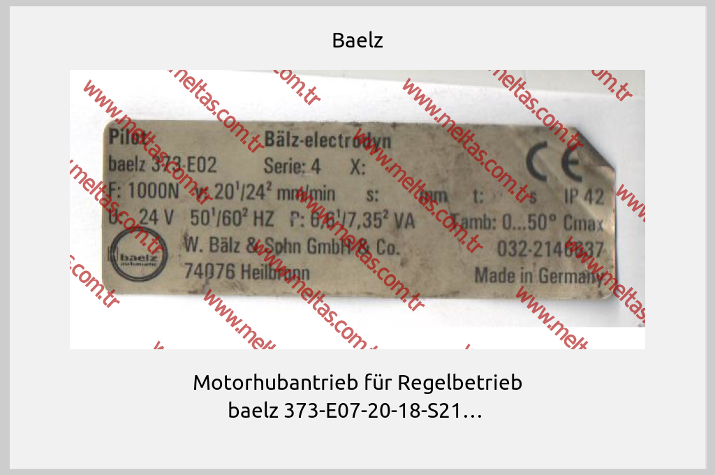 Baelz - Motorhubantrieb für Regelbetrieb baelz 373-E07-20-18-S21… 