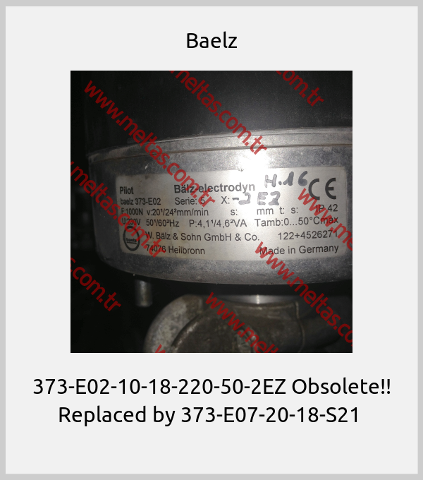 Baelz - 373-E02-10-18-220-50-2EZ Obsolete!! Replaced by 373-E07-20-18-S21 