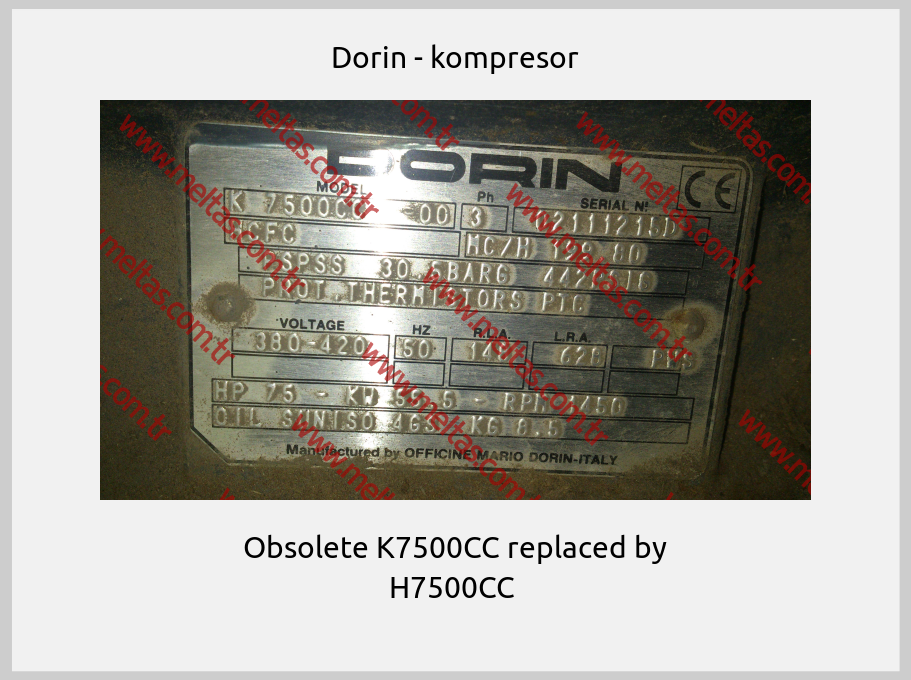Dorin - kompresor - Obsolete K7500CC replaced by H7500CC 