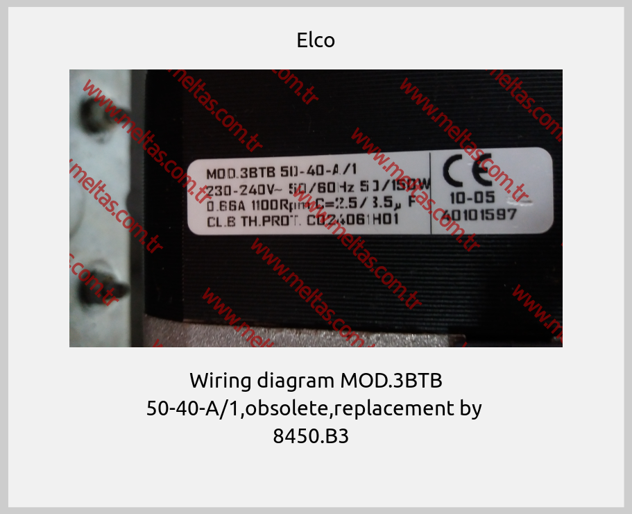 Elco - Wiring diagram MOD.3BTB 50-40-A/1,obsolete,replacement by  8450.B3  