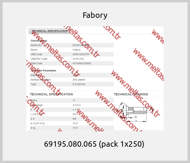 Fabory - 69195.080.065 (pack 1x250) 