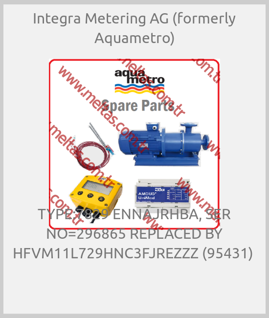 Integra Metering AG (formerly Aquametro)-TYPE:7829 ENNAJRHBA, SER NO=296865 REPLACED BY HFVM11L729HNC3FJREZZZ (95431) 