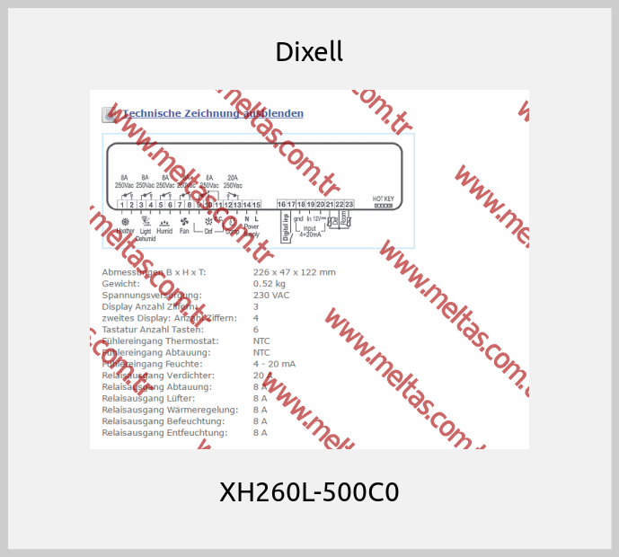 Dixell - XH260L-500C0