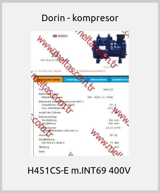 Dorin - kompresor - H451CS-E m.INT69 400V 