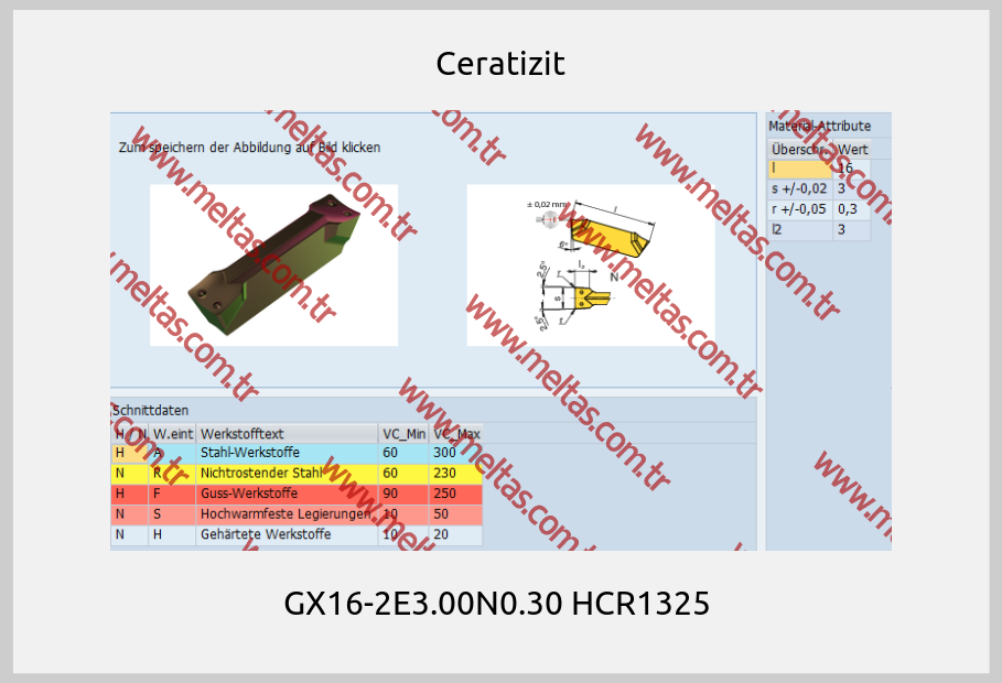 Ceratizit - GX16-2E3.00N0.30 HCR1325 