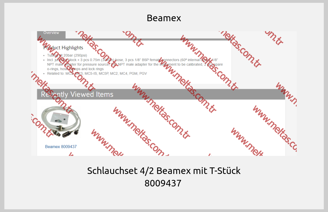 Beamex - Schlauchset 4/2 Beamex mit T-Stück 8009437 