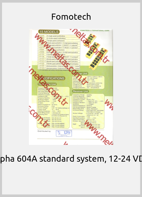 Fomotech-Alpha 604A standard system, 12-24 VDC 