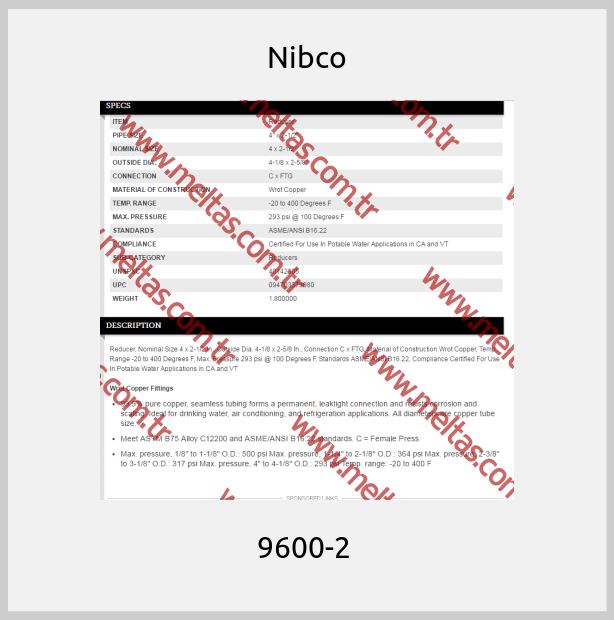 Nibco -  9600-2 