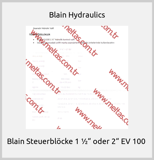Blain Hydraulics - Blain Steuerblöcke 1 ½“ oder 2“ EV 100 