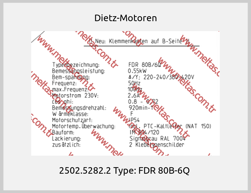 Dietz-Motoren - 2502.5282.2 Type: FDR 80B-6Q 