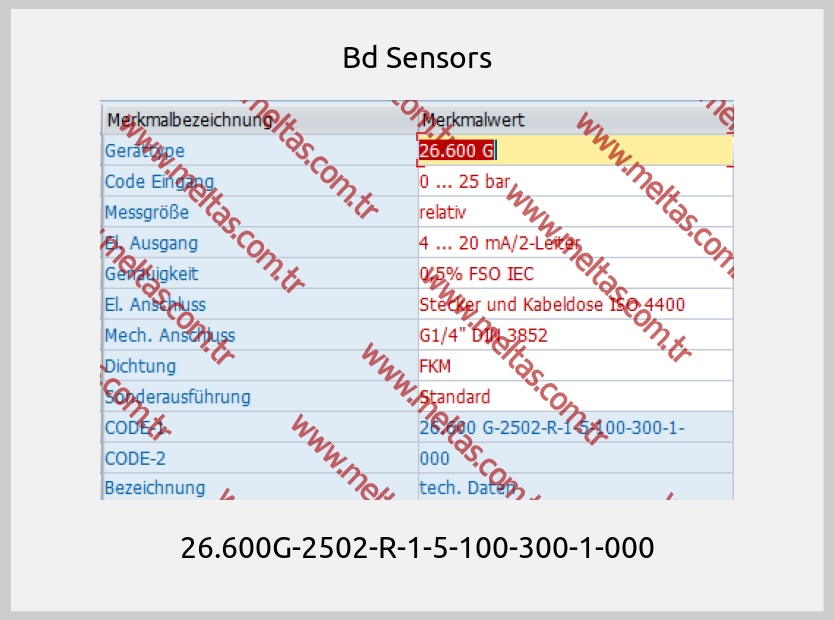 Bd Sensors - 26.600G-2502-R-1-5-100-300-1-000