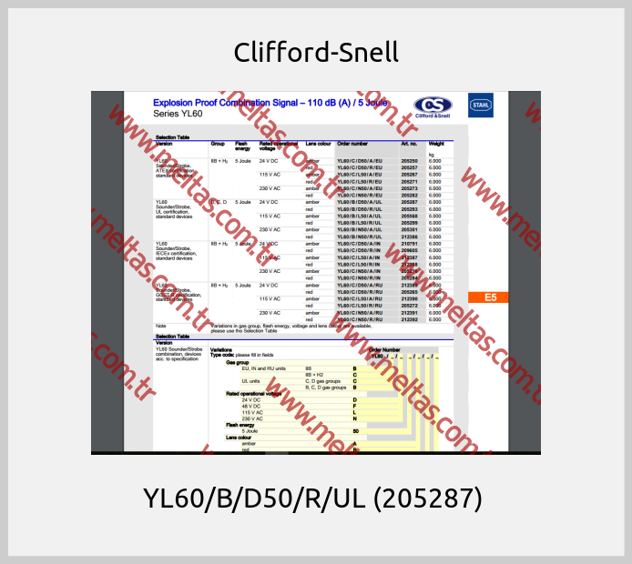 Clifford-Snell-YL60/B/D50/R/UL (205287) 