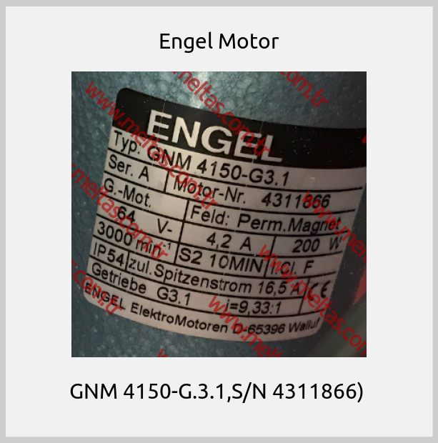 Engel Motor - GNM 4150-G.3.1,S/N 4311866) 