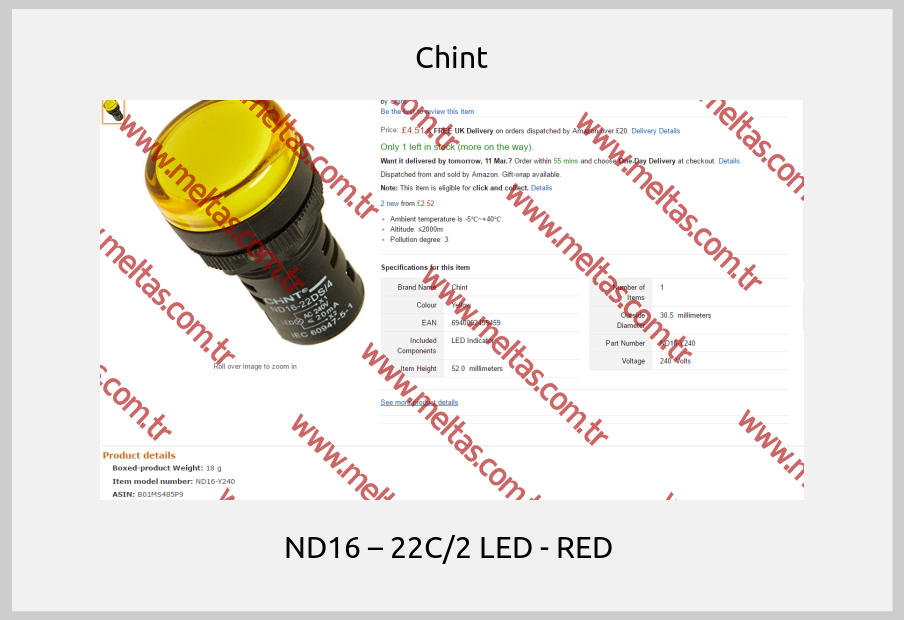 Chint - ND16 – 22C/2 LED - RED 