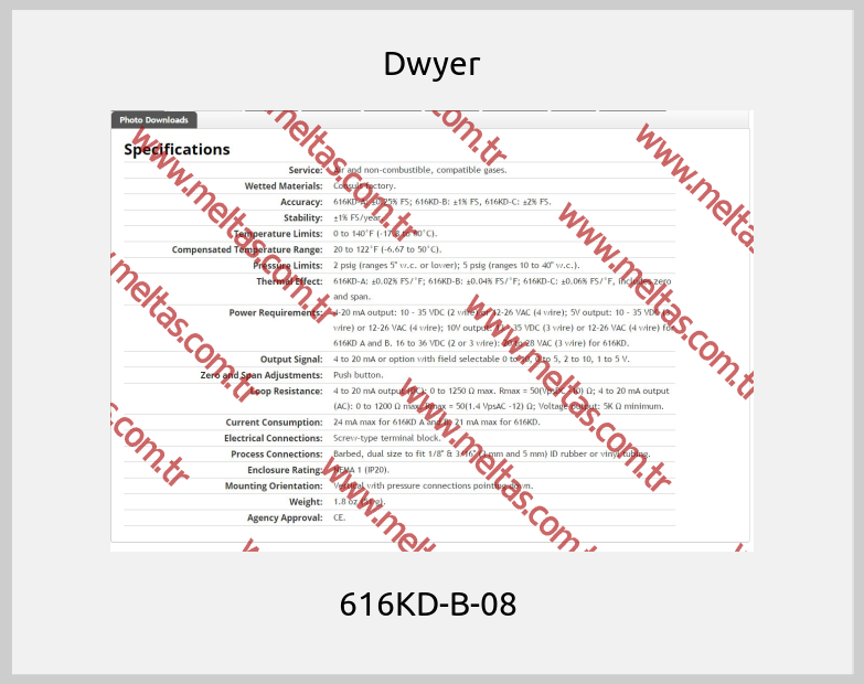 Dwyer-616KD-B-08 
