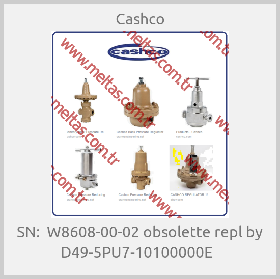 Cashco - SN:  W8608-00-02 obsolette repl by D49-5PU7-10100000E  