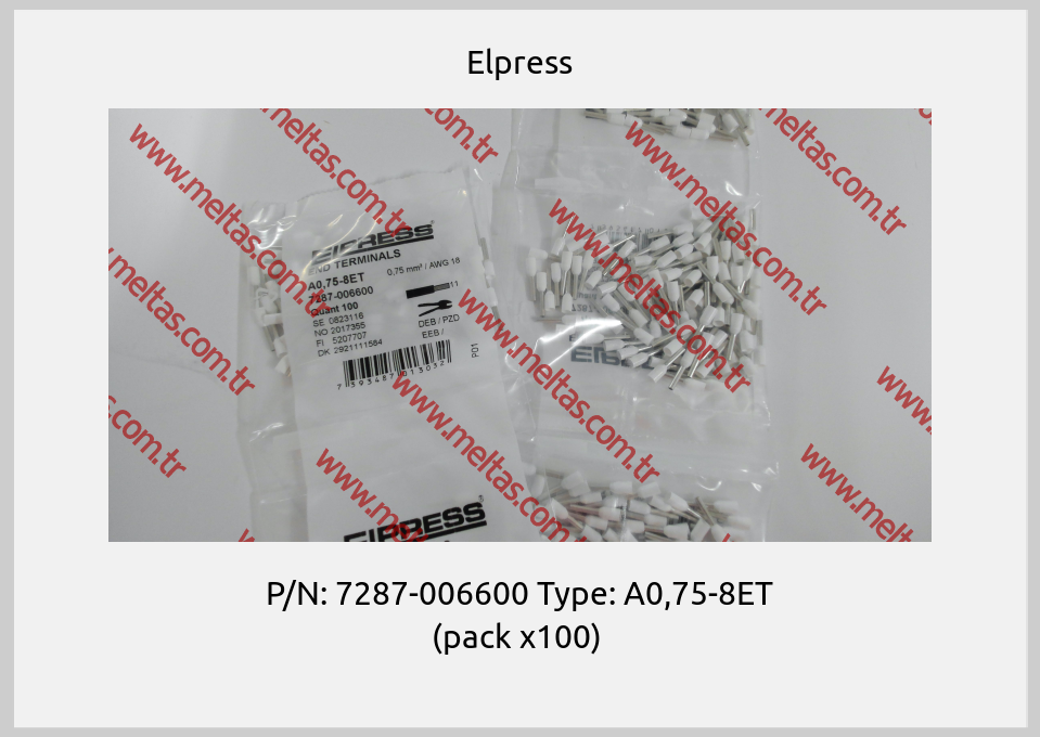 Elpress - P/N: 7287-006600 Type: A0,75-8ET (pack x100) 