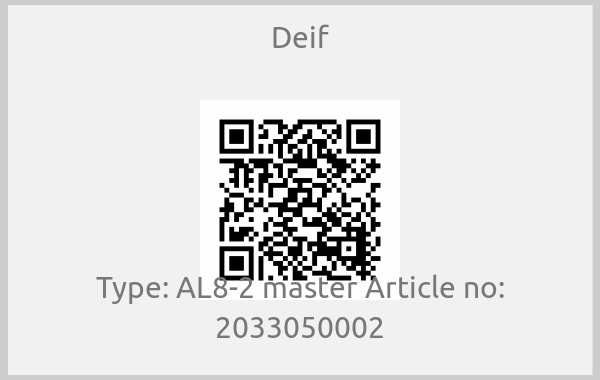 Deif-Type: AL8-2 master Article no: 2033050002