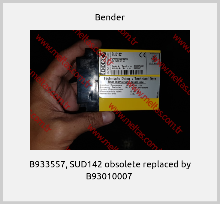 Bender - B933557, SUD142 obsolete replaced by B93010007 