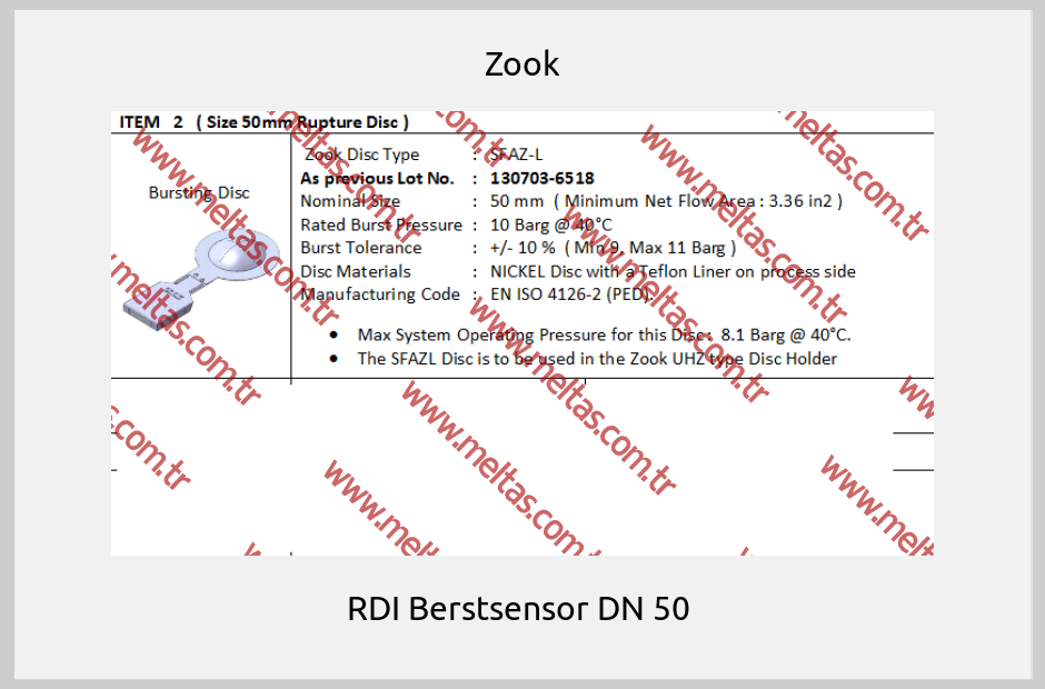Zook - RDI Berstsensor DN 50 