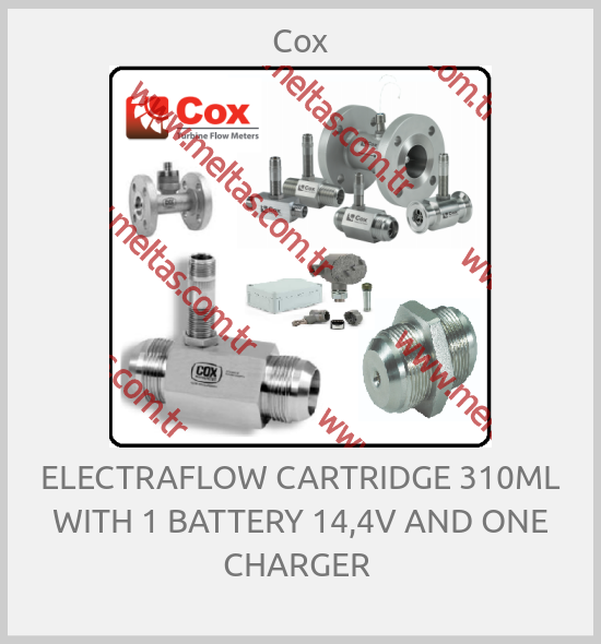 Cox - ELECTRAFLOW CARTRIDGE 310ML WITH 1 BATTERY 14,4V AND ONE CHARGER 