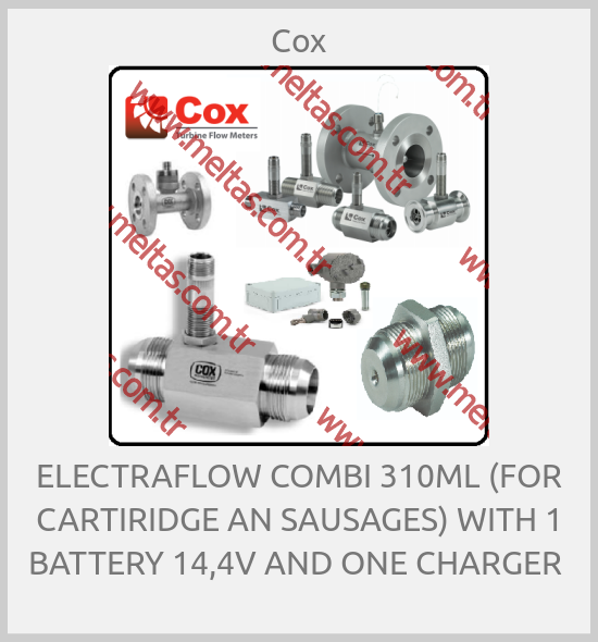 Cox - ELECTRAFLOW COMBI 310ML (FOR CARTIRIDGE AN SAUSAGES) WITH 1 BATTERY 14,4V AND ONE CHARGER 