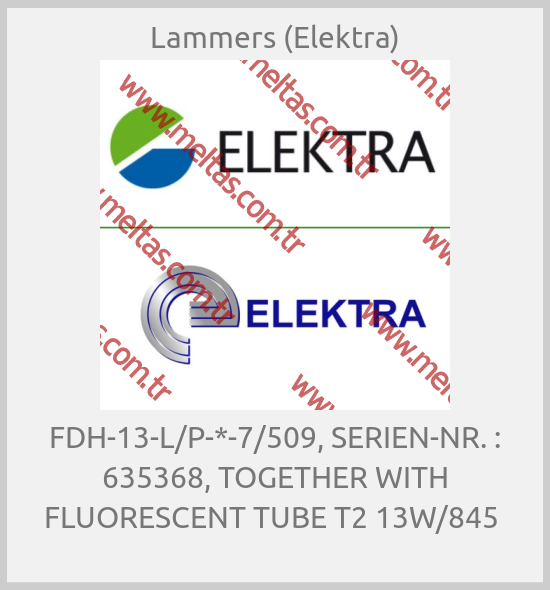 Lammers (Elektra) - FDH-13-L/P-*-7/509, SERIEN-NR. : 635368, TOGETHER WITH FLUORESCENT TUBE T2 13W/845 