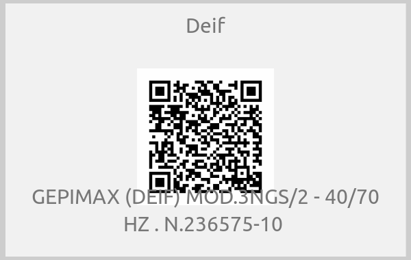 Deif-GEPIMAX (DEIF) MOD.3NGS/2 - 40/70 HZ . N.236575-10 