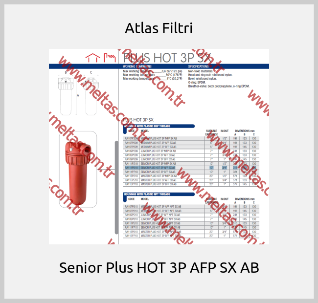 Atlas Filtri-Senior Plus HOT 3P AFP SX AB