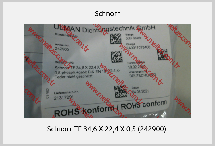 Schnorr - Schnorr TF 34,6 X 22,4 X 0,5 (242900) 