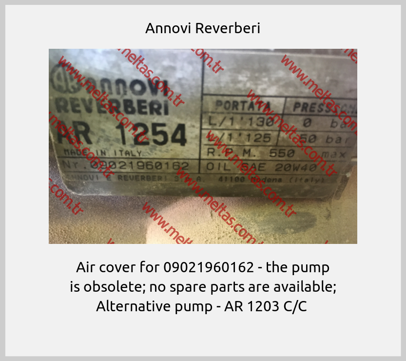 Annovi Reverberi - Air cover for 09021960162 - the pump is obsolete; no spare parts are available; Alternative pump - AR 1203 C/C 