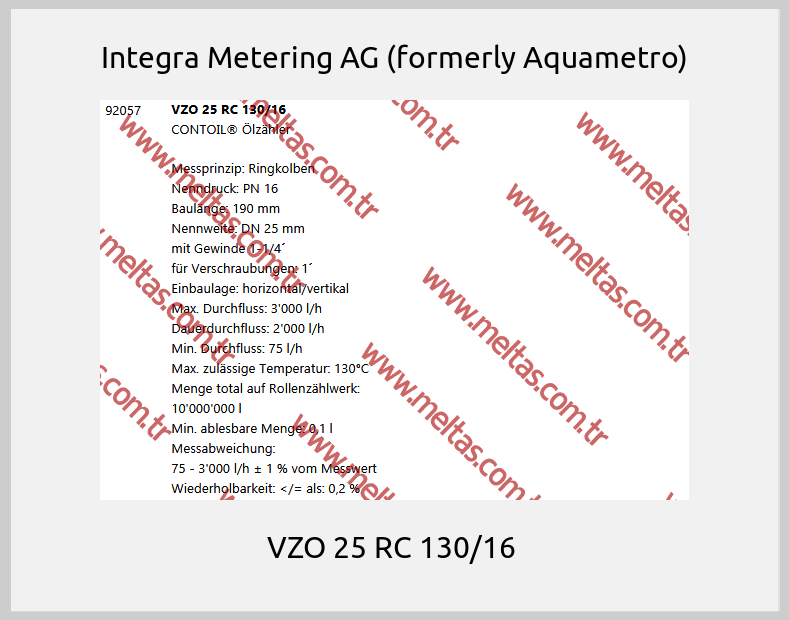 Integra Metering AG (formerly Aquametro) - VZO 25 RC 130/16 