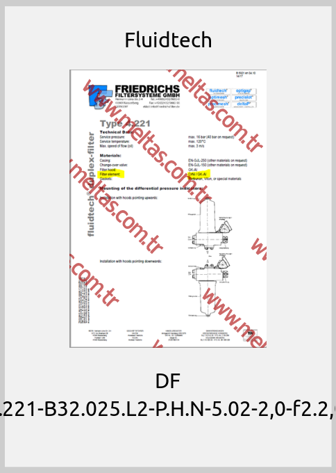 Fluidtech-DF 4.221-B32.025.L2-P.H.N-5.02-2,0-f2.2,0 