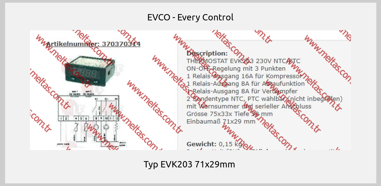 EVCO - Every Control - Typ EVK203 71x29mm 