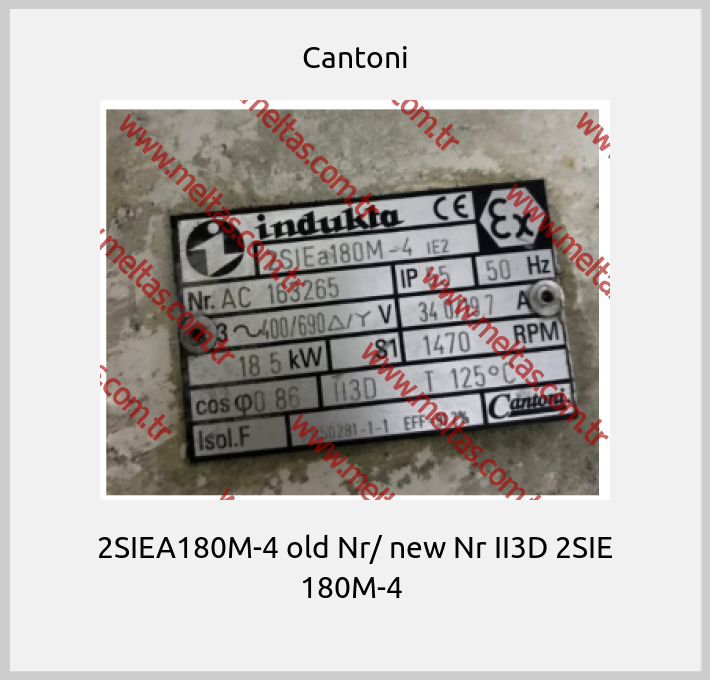 Cantoni - 2SIEA180M-4 old Nr/ new Nr II3D 2SIE 180M-4 