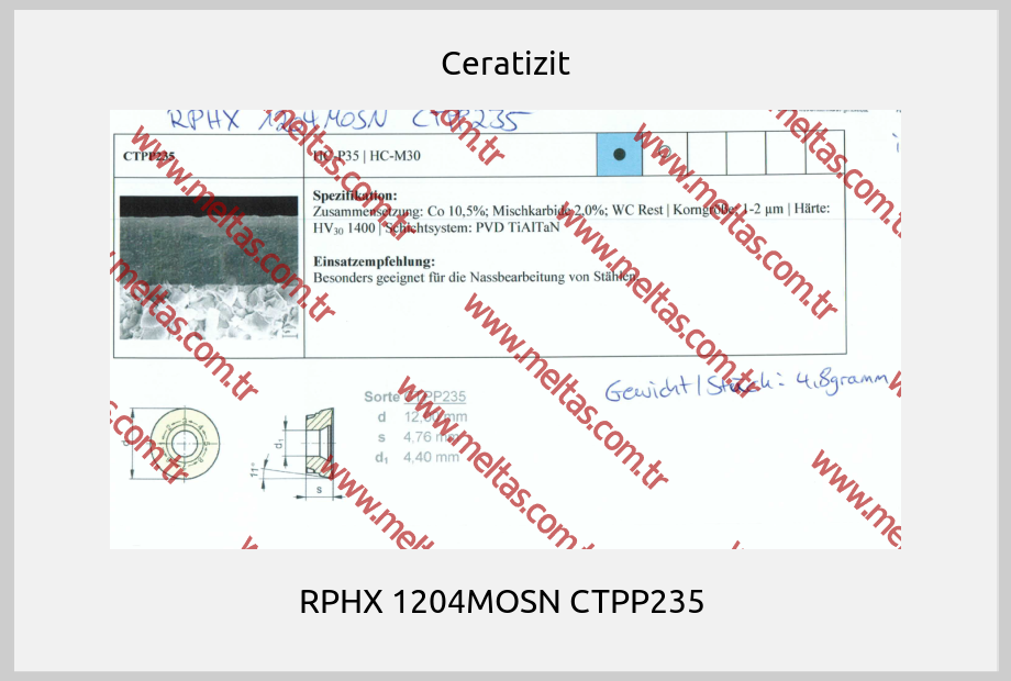 Ceratizit-RPHX 1204MOSN CTPP235 