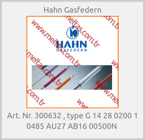 Hahn Gasfedern - Art. Nr. 300632 , type G 14 28 0200 1 0485 AU27 AB16 00500N 