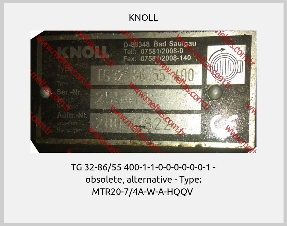 KNOLL - TG 32-86/55 400-1-1-0-0-0-0-0-0-1 - obsolete, alternative - Type: MTR20-7/4A-W-A-HQQV 