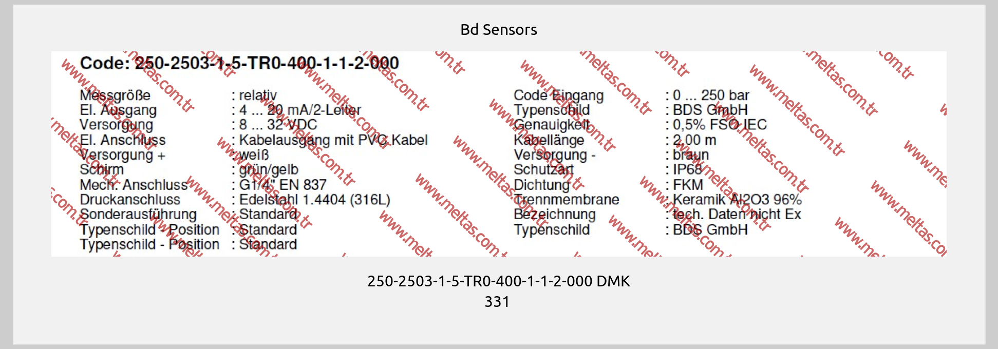 Bd Sensors - 250-2503-1-5-TR0-400-1-1-2-000 DMK 331 