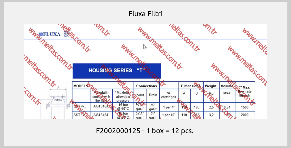 Fluxa Filtri-F2002000125 - 1 box = 12 pcs. 