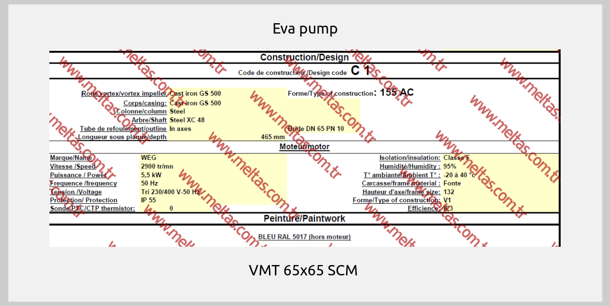Eva pump - VMT 65x65 SCM 