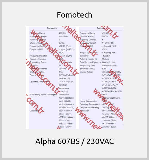 Fomotech - Alpha 607BS / 230VAC
