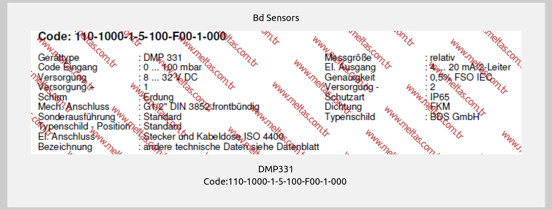 Bd Sensors - DMP331 Code:110-1000-1-5-100-F00-1-000 